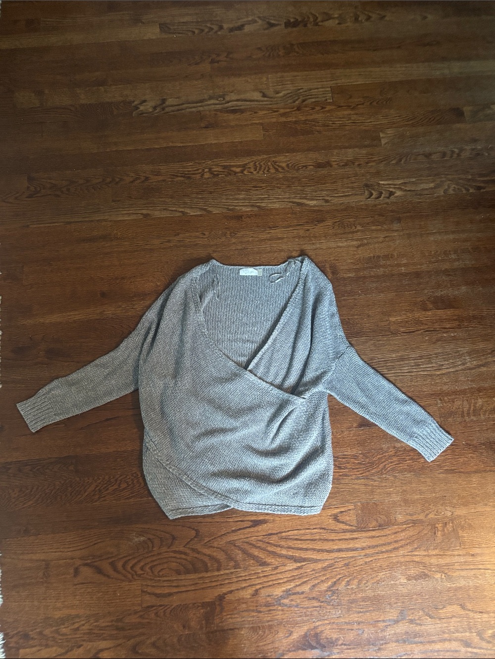 RD Style Wrap V-Neck Sweater in Taupe